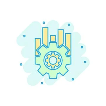 Operation project icon in comic style. Gear process vector cartoon illustrati Illustrazione stock