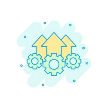 Operation project icon in comic style. Gear process vector cartoon illustrati 스톡 일러스트