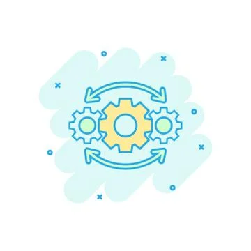 Operation project icon in comic style. Gear process vector cartoon illustrati Stock Illustration