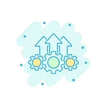 Operation project icon in comic style. Gear process vector cartoon illustrati Stock Illustration