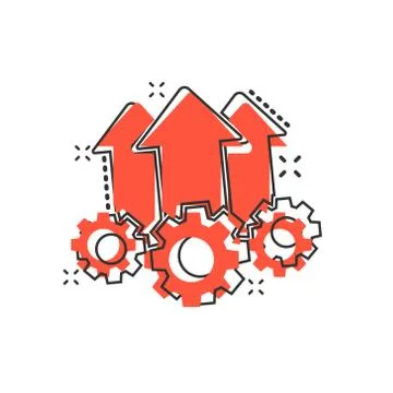 Operation project icon in comic style. Gear process vector cartoon illustrati Ilustração Stock