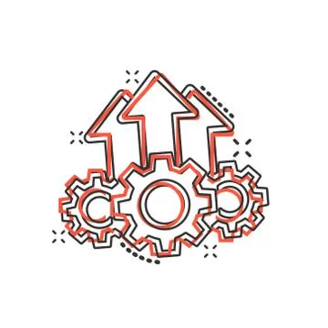 Operation project icon in comic style. Gear process vector cartoon illustrati Ilustração Stock