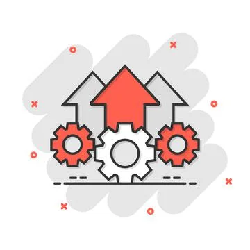 Operation project icon in comic style. Gear process vector cartoon illustrati 库存插图