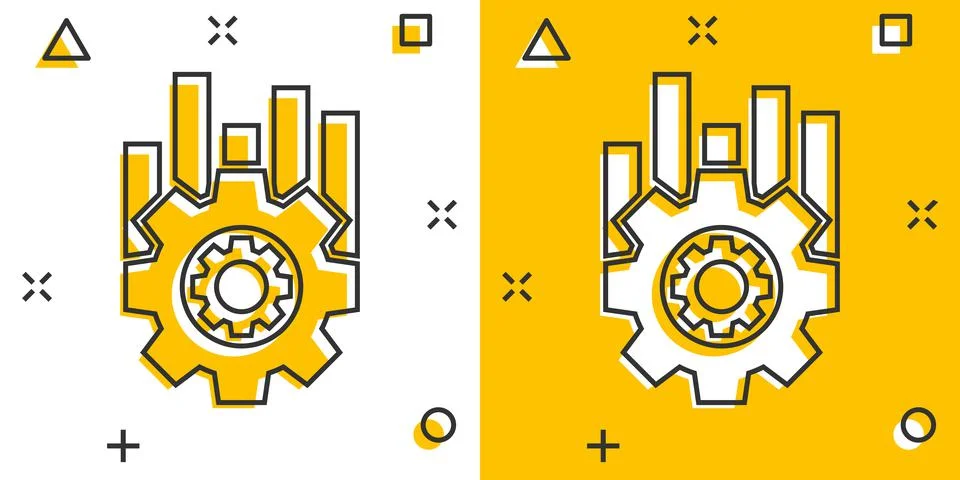 Operation project icon in comic style. Gear process vector cartoon illustrati 스톡 일러스트