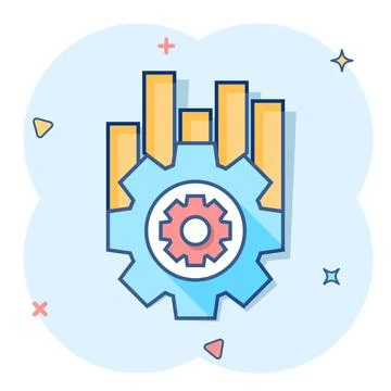 Operation project icon in comic style. Gear process vector cartoon illustrati Ilustração Stock