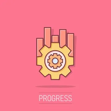Operation project icon in comic style. Gear process vector cartoon illustra.. Ilustração Stock