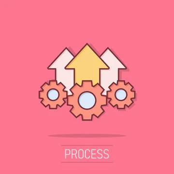 Operation project icon in comic style. Gear process vector cartoon illustra.. Ilustração Stock