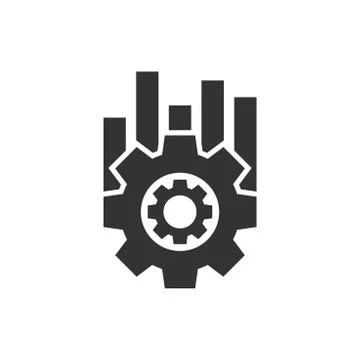 Operation project icon in flat style. Gear process vector illustration on whi Stockillustratie