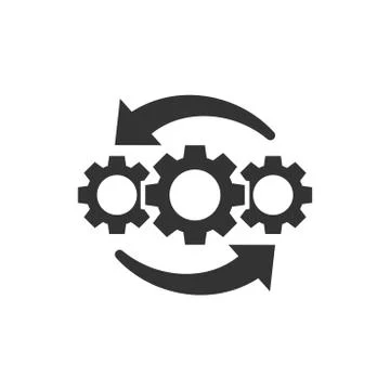Operation project icon in flat style. Gear process vector illustration on whi 스톡 일러스트