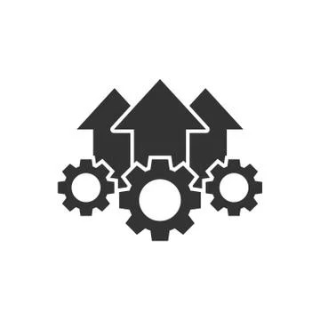 Operation project icon in flat style. Gear process vector illustration on whi Ilustração Stock