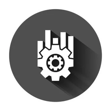 Operation project icon in flat style. Gear process vector illustration on bla Ilustração Stock