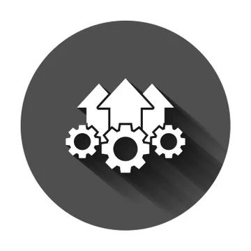 Operation project icon in flat style. Gear process vector illustration on bla 스톡 일러스트