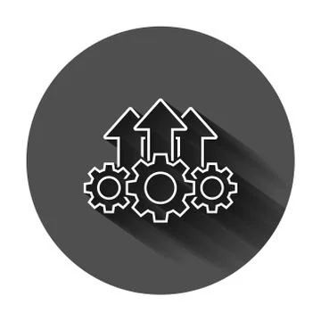 Operation project icon in flat style. Gear process vector illustration on bla Ilustração Stock