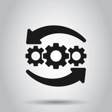 Operation project icon in flat style. Gear process vector illustration on iso Stock Illustration