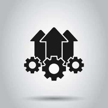 Operation project icon in flat style. Gear process vector illustration on iso Stock Illustration