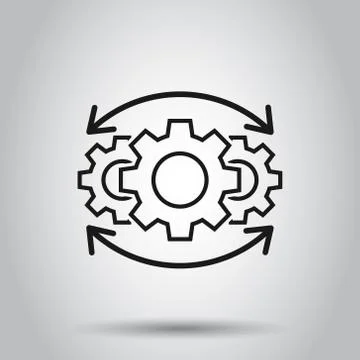 Operation project icon in flat style. Gear process vector illustration on iso Illustrazione stock