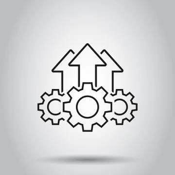 Operation project icon in flat style. Gear process vector illustration on iso Stock Illustration