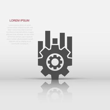Operation project icon in flat style. Gear process vector illustration on w.. Stock Illustration