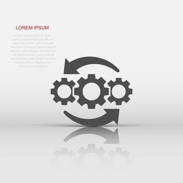 Operation project icon in flat style. Gear process vector illustration on w.. Ilustração Stock