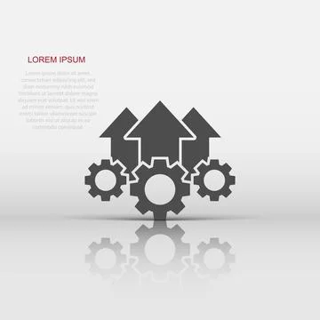 Operation project icon in flat style. Gear process vector illustration on w.. Illustrazione stock
