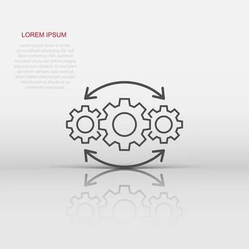 Operation project icon in flat style. Gear process vector illustration on w.. Ilustração Stock
