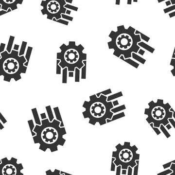 Operation project icon seamless pattern background. Gear process vector illus Stock Illustration