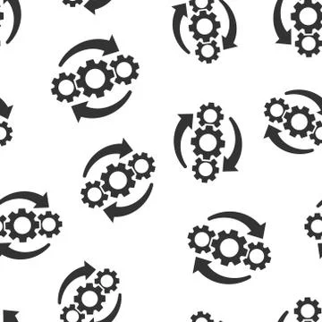 Operation project icon seamless pattern background. Gear process vector illus Ilustração Stock