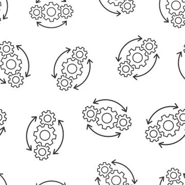 Operation project icon seamless pattern background. Gear process vector illus Illustrazione stock