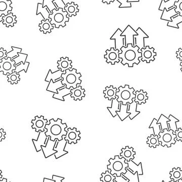 Operation project icon seamless pattern background. Gear process vector illus Illustrazione stock