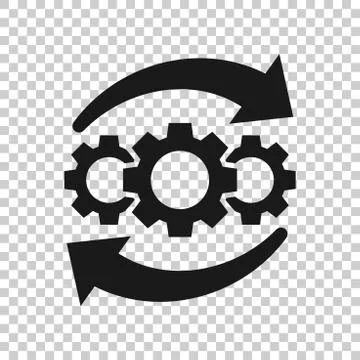Operation project icon in transparent style. Gear process vector illustration Illustrazione stock
