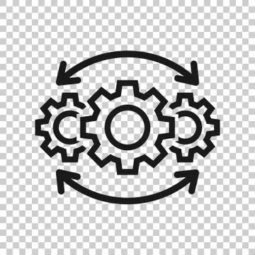 Operation project icon in transparent style. Gear process vector illustration Ilustração Stock