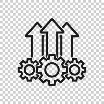 Operation project icon in transparent style. Gear process vector illustration Ilustração Stock