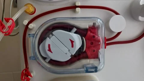 Operation of the pump of the artificial kidney device Stock Footage 157352192