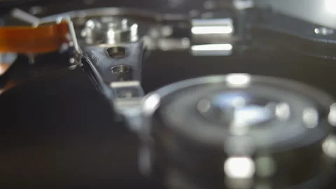 Operation of the read head in a hard drive (macro) Stock Footage 85720016