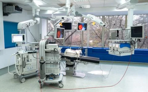 Operation room with an arthroscope, arthroscopy camera and probe in new and m Stock Photos