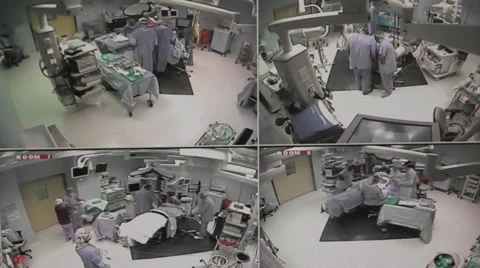 Operation rooms from security monitors 2 Stock Footage 30219182