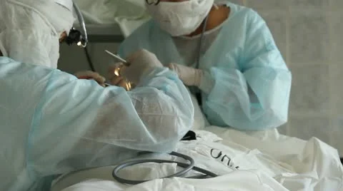 Operation. Surgical table. implantation Stock Footage