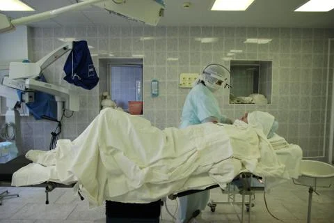 Operation. Surgical table. implantation Stock Photos