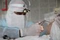 Operation. Surgical table. implantation Foto