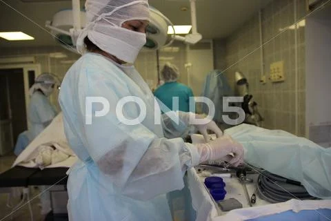 Operation. Surgical table. implantation Stock Photos