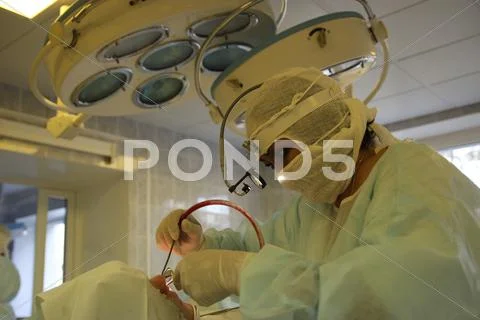 Operation. Surgical table. implantation Stock Photos