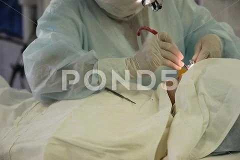 Operation. Surgical table. implantation Stock Photos