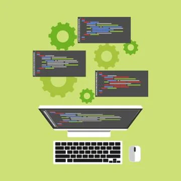 Operation system. Computer process. Flat design. Illustrazione stock