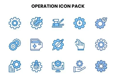 Operation Two Colour Bundle Icons Pack Stock Illustration