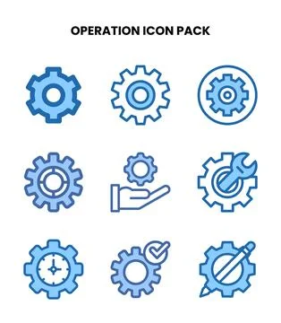Operation Two Colour Collection Icons Pack Stock Illustration