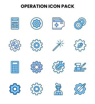 Operation Two Colour Design Icons Pack Stock Illustration