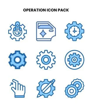 Operation Two Colour Vector Icons Pack Stock Illustration
