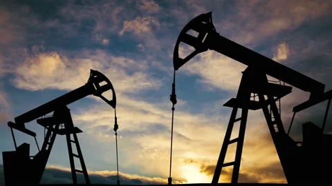 Operation of two oil production units Stock Footage