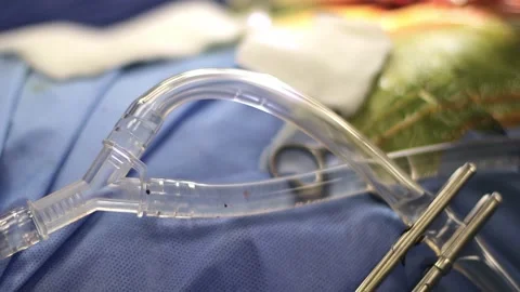 The operation of the ventilator piston, against the background of a doctor Stock Footage 144544640