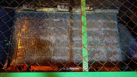 Operation of the vibrating screen of the sieve in industrial conditions Stock Footage 80660014